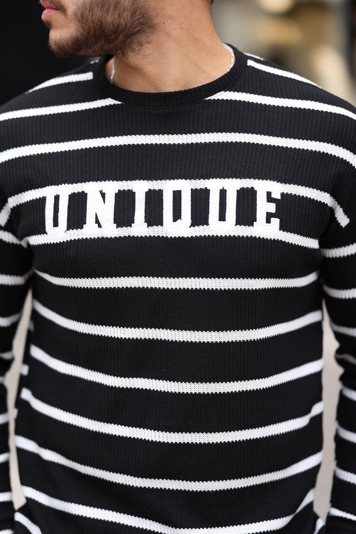 Sweatshirt homme rayé avec imprimé Unique