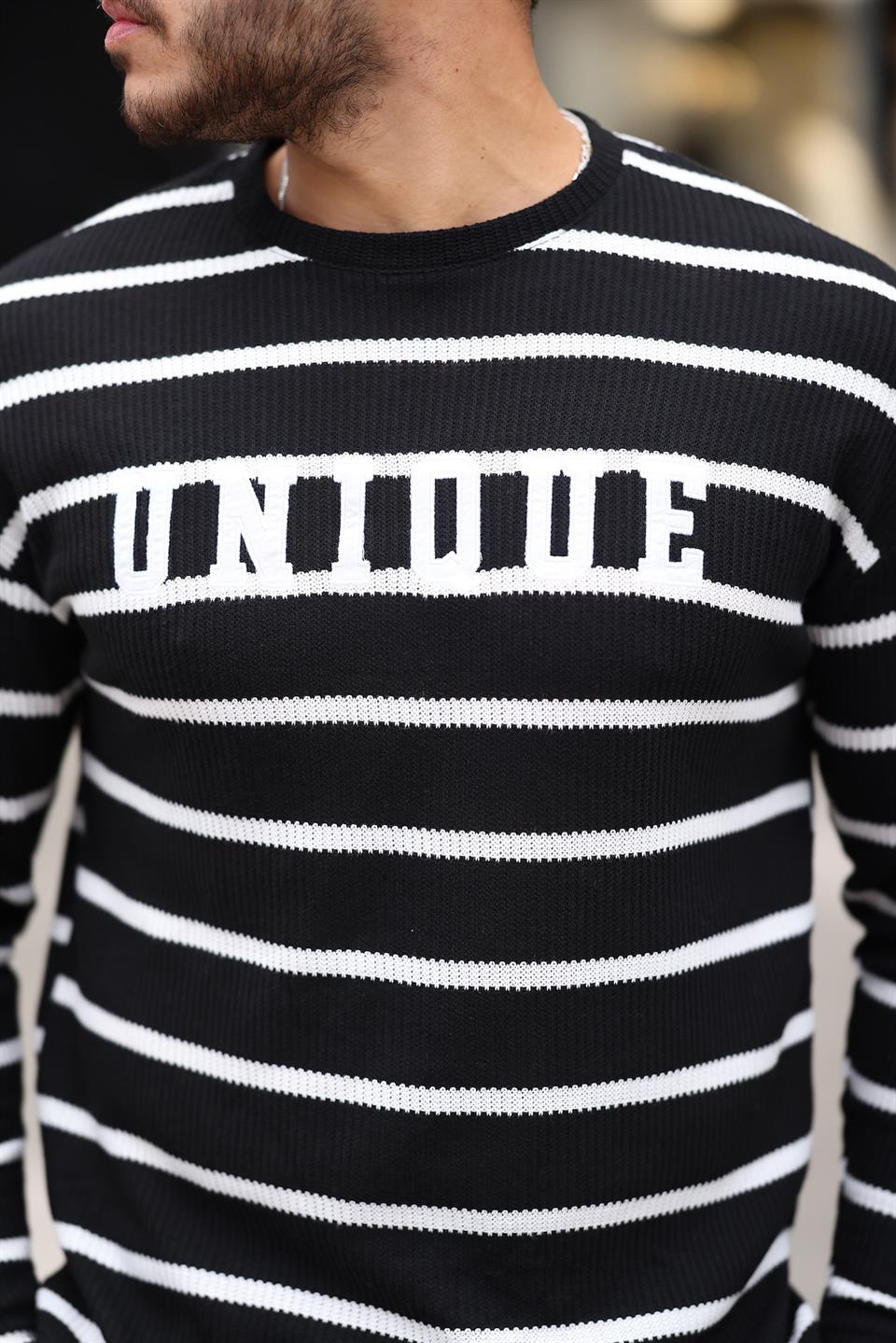 Sweatshirt homme rayé avec imprimé Unique - Justyol