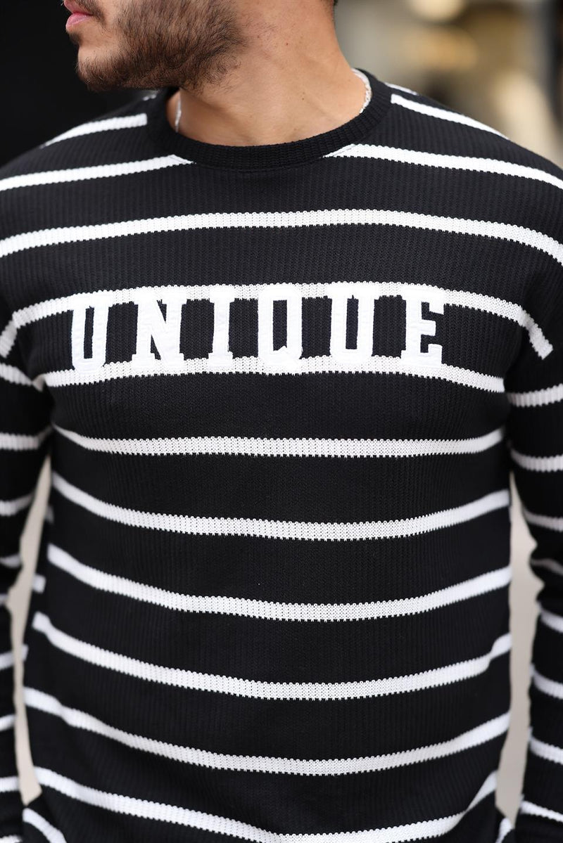 Sweatshirt homme rayé avec imprimé Unique