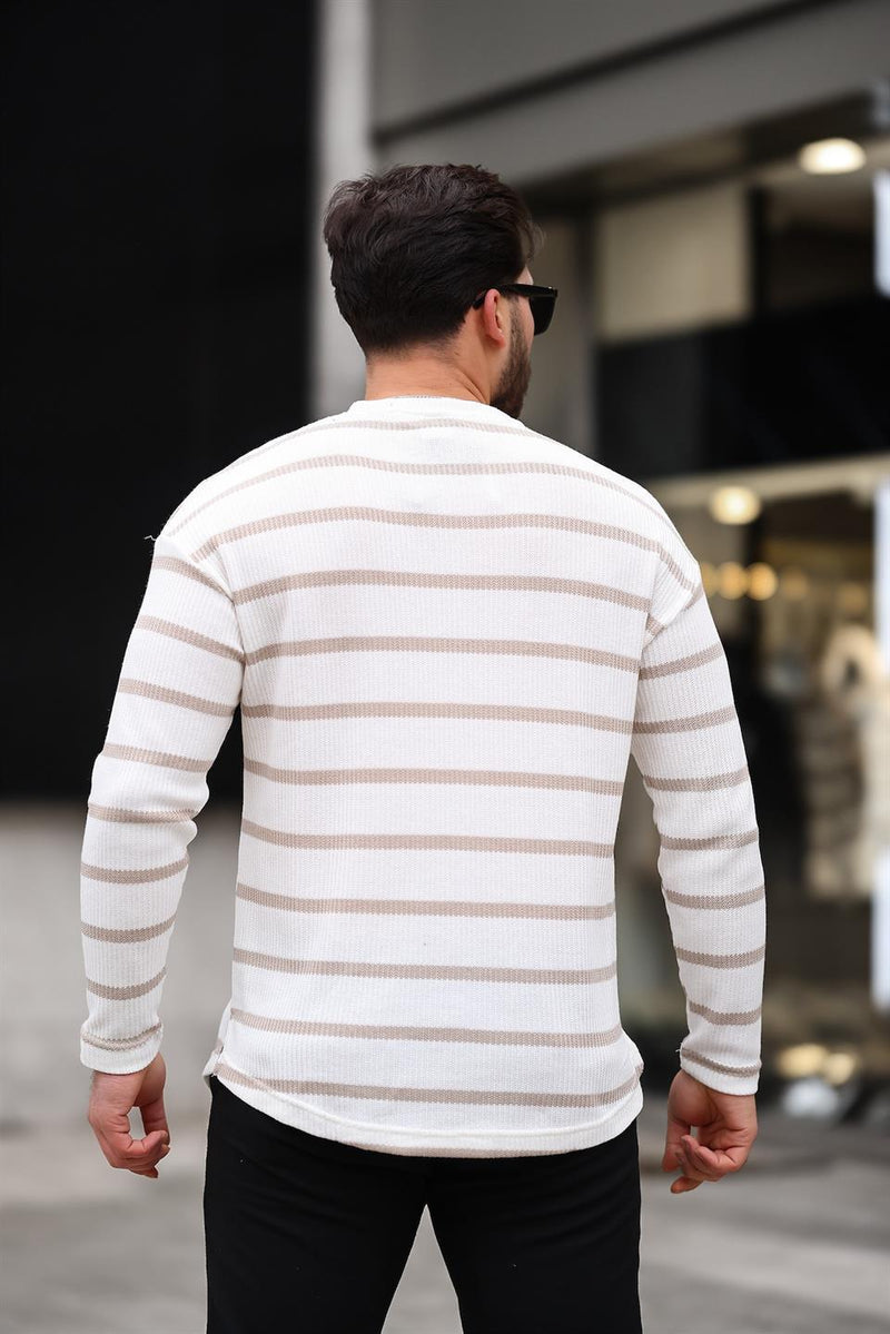 Sweatshirt homme rayé avec imprimé Unique