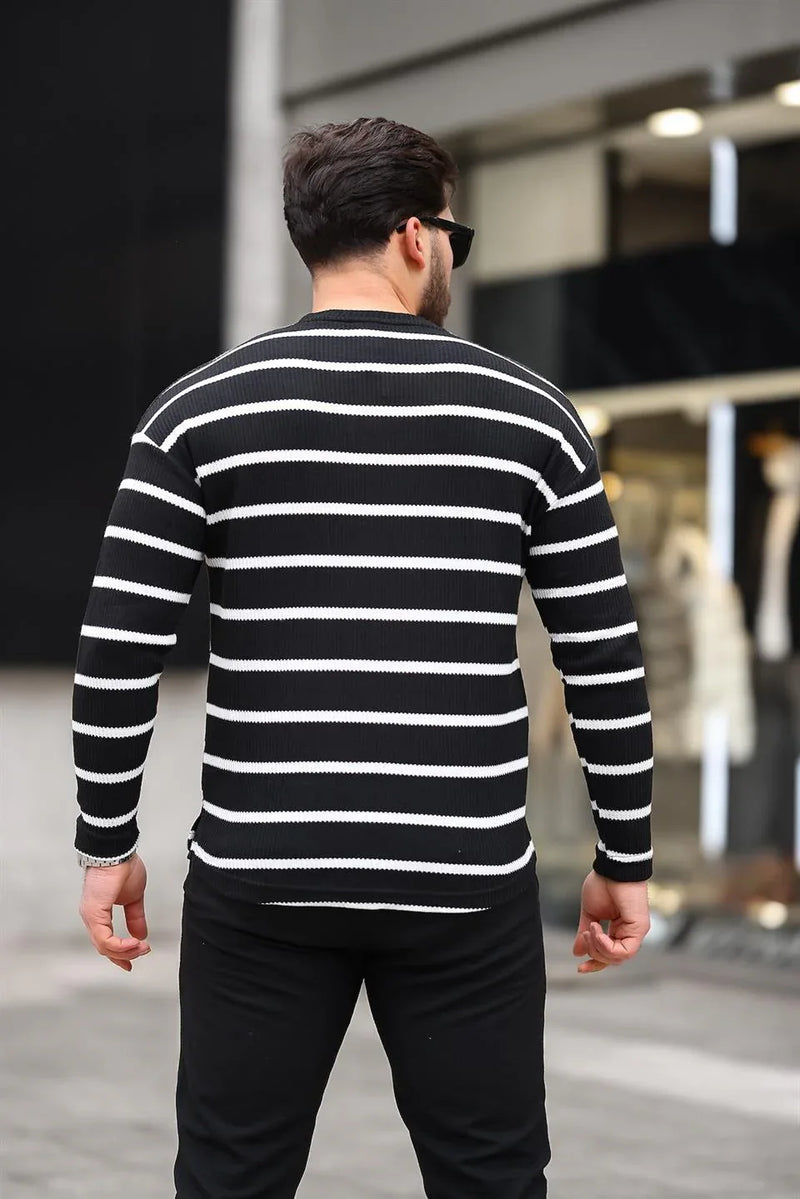 Sweatshirt homme rayé avec imprimé Unique