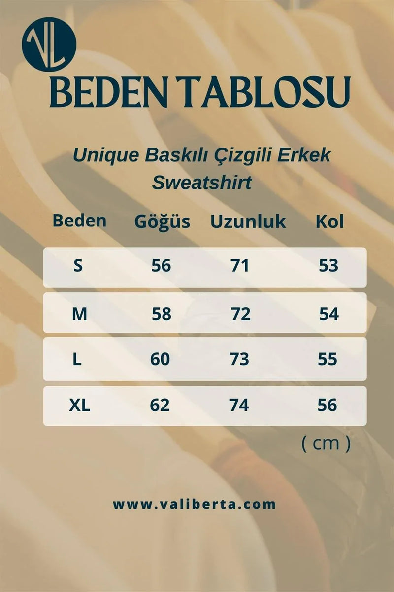 Sweatshirt homme rayé avec imprimé Unique