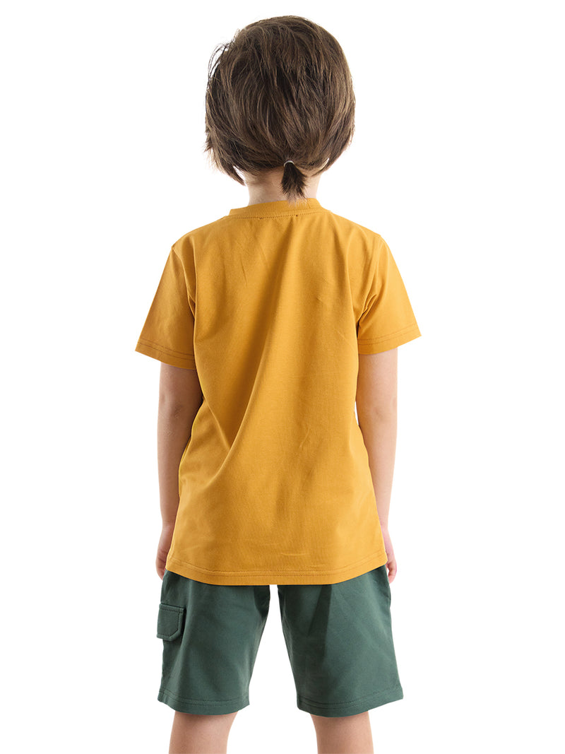 Ensemble garçon 2 pièces t-shirt imprimé et short en coton – Confort et style pratique