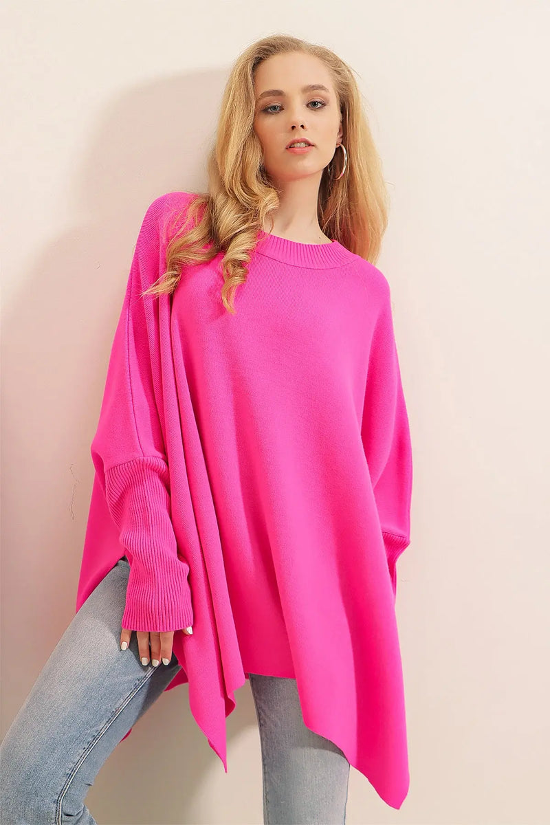 Pull Poncho Oversize Fendu Femme