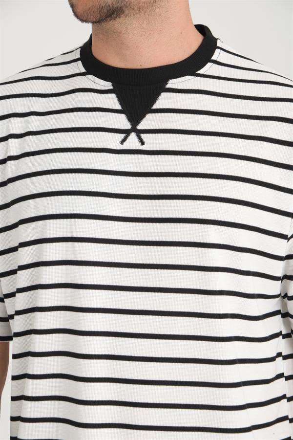 t‑shirt oversize homme rayé col enveloppe - Justyol