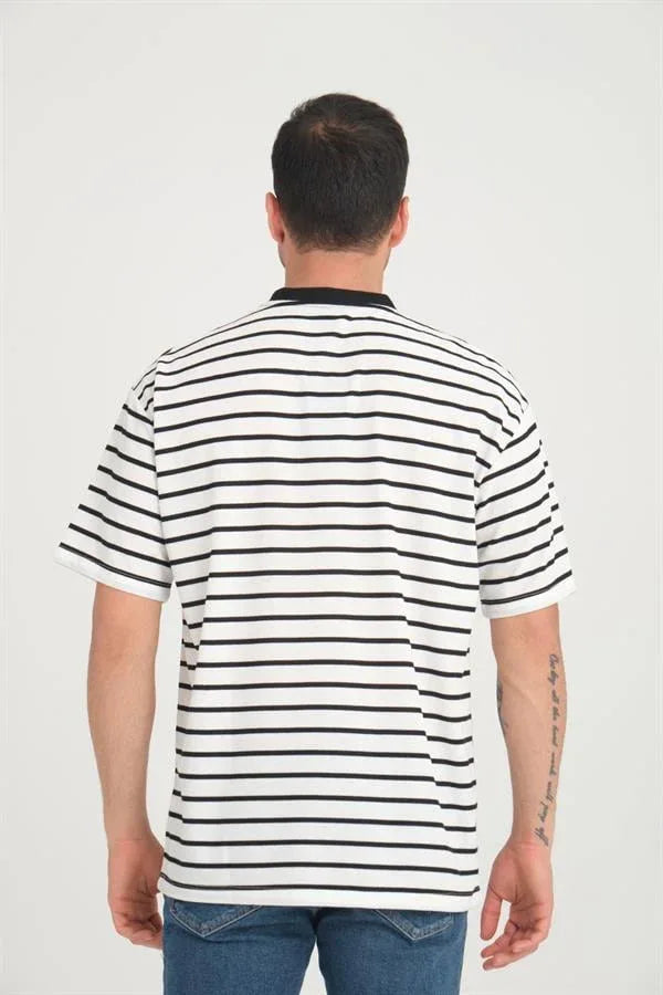t‑shirt oversize homme rayé col enveloppe - Justyol