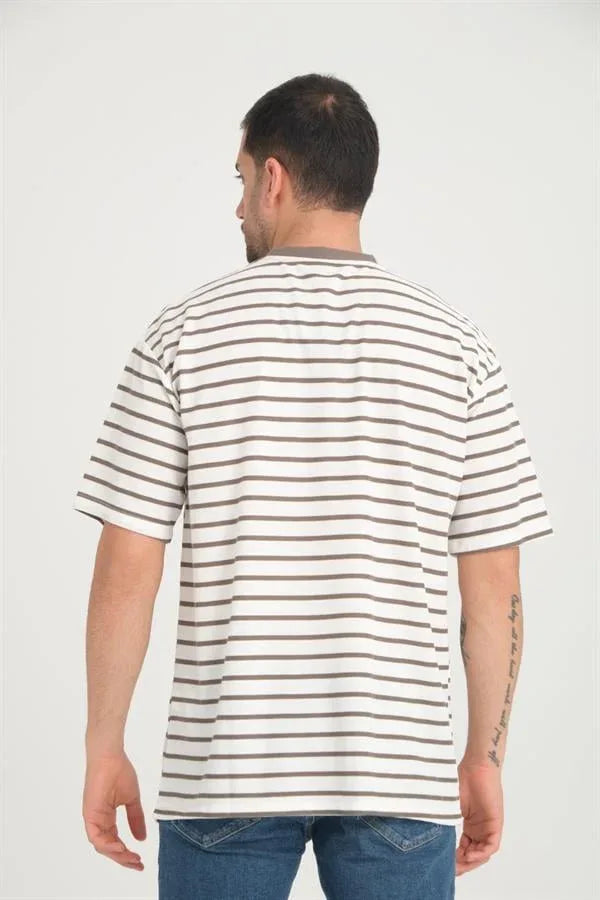 t‑shirt oversize homme rayé col enveloppe - Justyol