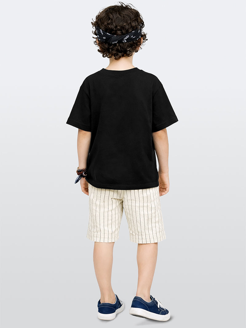 Ensemble garçon 2 pièces t-shirt imprimé zèbre et short rayé – Confort et style nature